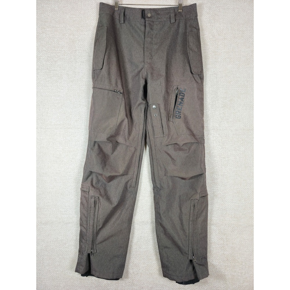 Grenade Snowboard Pants Mens Medium Y2K‎ Baggy Techwear Gray Cargo *PLEASE READ*